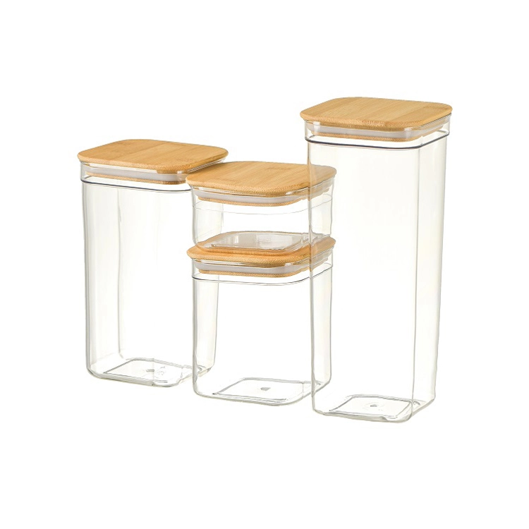 transparent containers with bamboo lids