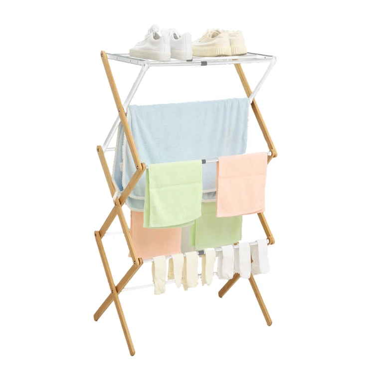 Bamboo Folding Colllapsible Laundry Rack